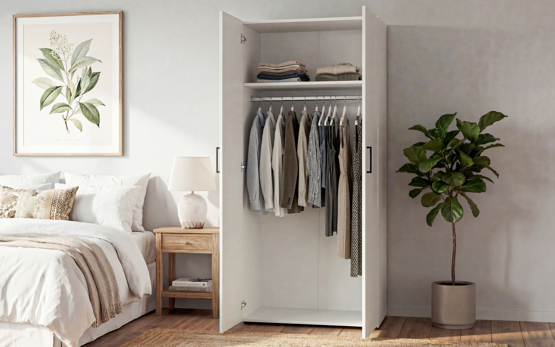 Double-winged wardrobe with clothes rod Massimo Comfort 1, Evoke oak  3